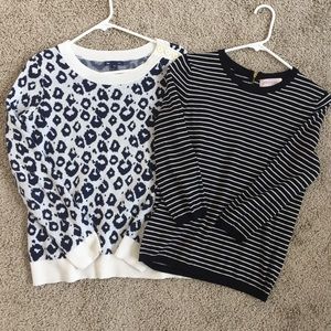 Lot/2 Graphic Lightweight Sweaters Black & White S